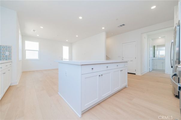 Empty room, Interior, Kitchen, Recessed Lighting, Wood Texture Flooring