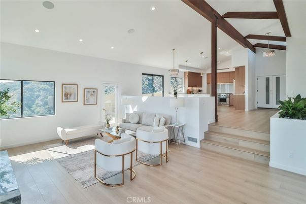 Interior, Kitchen, Living room, Pendant Lights, Recessed Lighting, Stainless Steel Appliances, Wood Texture Flooring
