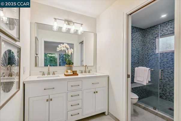 Bathroom, Dual Sink Vanities, Glass Shower, Interior, Recessed Lighting
