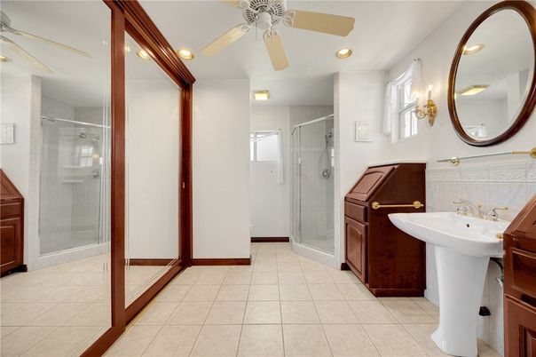 Bathroom, Glass Shower, Interior, Recessed Lighting