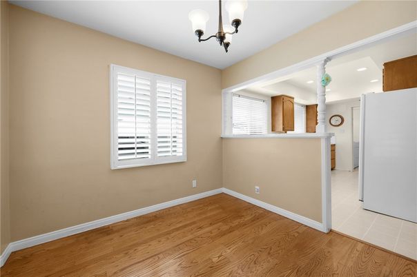 Chandelier, Empty room, Interior, Recessed Lighting, Wood Texture Flooring