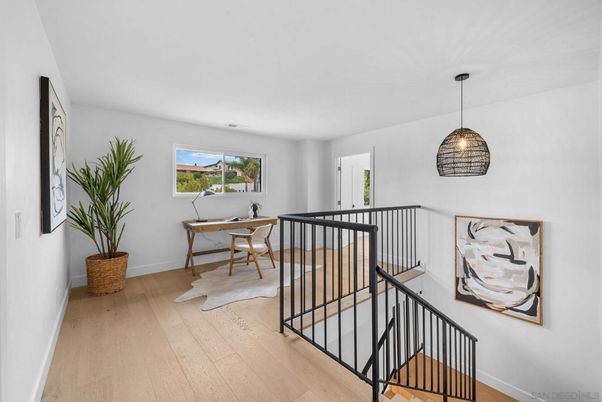 Home Office, Interior, Pendant Lights, Wood Texture Flooring