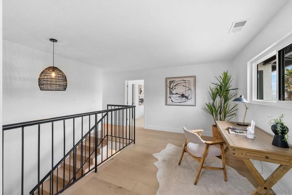 Home Office, Interior, Pendant Lights, Wood Texture Flooring
