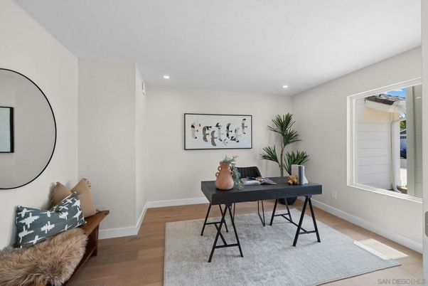Home Office, Interior, Recessed Lighting, Wood Texture Flooring