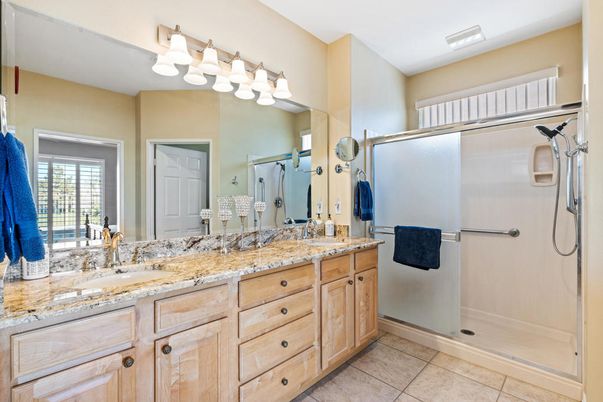 Bathroom, Dual Sink Vanities, Glass Shower, Interior
