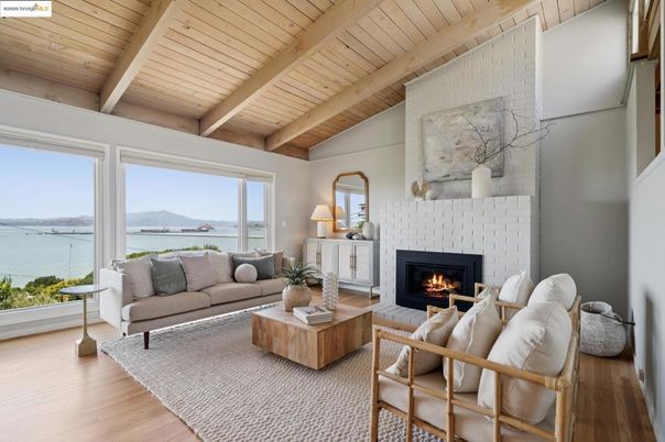 Fireplace, Interior, Living room, Water, Wooden Beams, Wooden Ceilings, Wood Texture Flooring