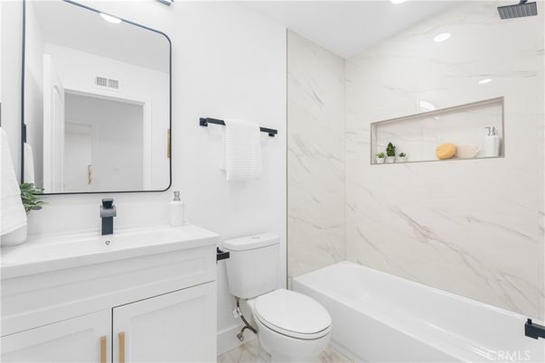 Bathroom, Interior, Marble Walls, Recessed Lighting