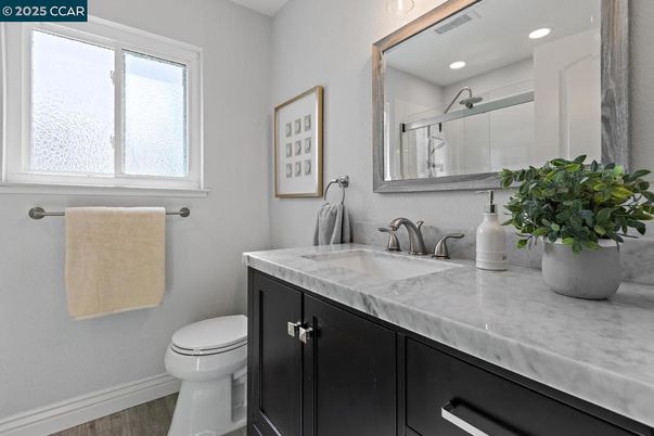 Bathroom, Interior, Recessed Lighting, Wood Texture Flooring