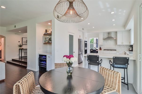 Dining room, Interior, Kitchen, Recessed Lighting, Wood Texture Flooring