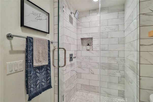 Bathroom, Glass Shower, Interior, Marble Walls, Recessed Lighting