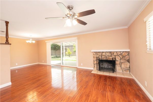 Chandelier, Empty room, Fireplace, Interior, Wood Texture Flooring
