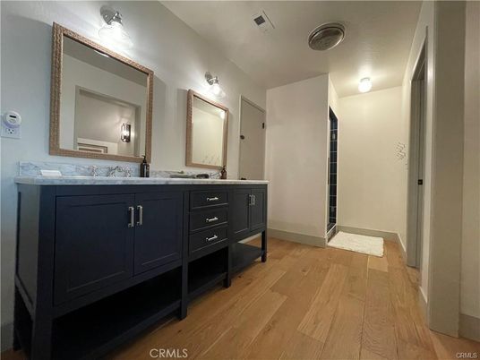 Bathroom, Dual Sink Vanities, Interior, Wood Texture Flooring