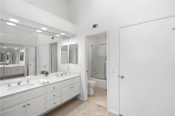 Bathroom, Dual Sink Vanities, Glass Shower, Interior, Recessed Lighting