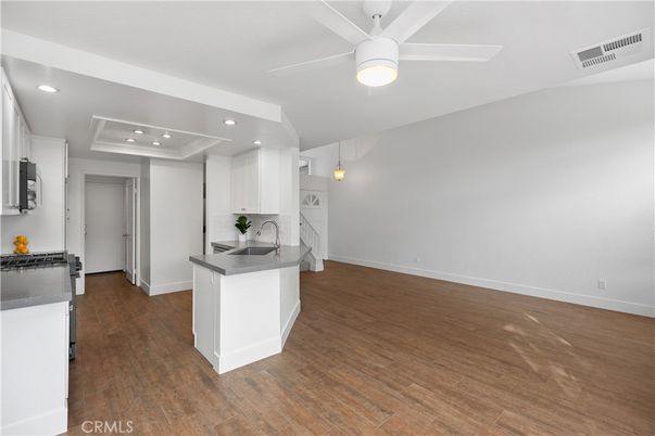 Interior, Kitchen, Recessed Lighting, Wood Texture Flooring