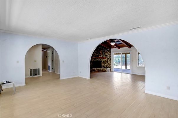 Empty room, Interior, Stone Walls, Wood Texture Flooring