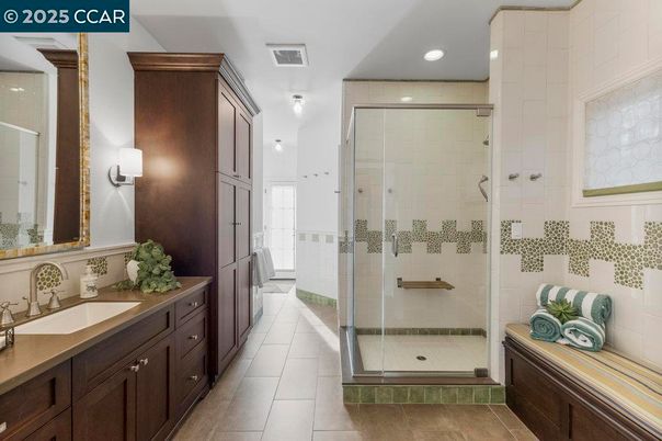 Bathroom, Glass Shower, Interior, Recessed Lighting