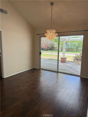 Chandelier, Empty room, Interior, Pendant Lights, Wood Texture Flooring