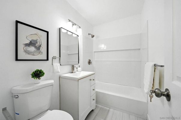 Bathroom, Dual Sink Vanities, Interior, Wood Texture Flooring