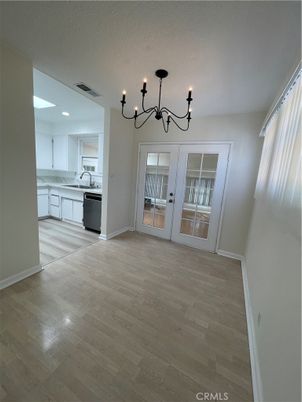 Chandelier, Interior, Kitchen, Recessed Lighting, Wood Texture Flooring