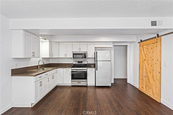 Interior, Kitchen, Stainless Steel Appliances, Wood Texture Flooring