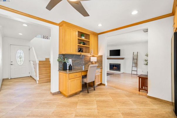 Fireplace, Home Office, Interior, Recessed Lighting