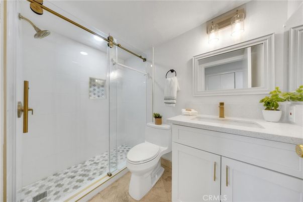 Bathroom, Glass Shower, Interior, Recessed Lighting