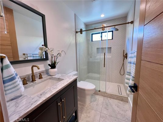 Bathroom, Glass Shower, Interior, Recessed Lighting