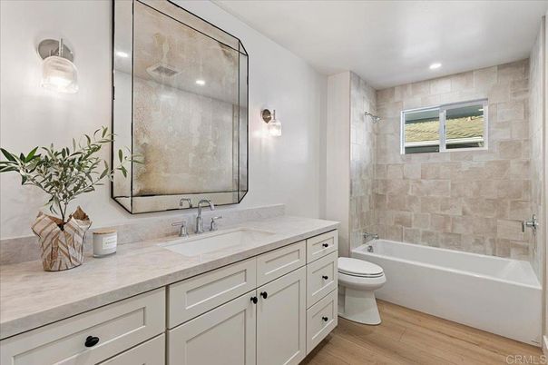 Bathroom, Glass Shower, Interior, Recessed Lighting, Wood Texture Flooring