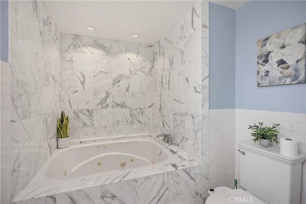 Bathroom, Interior, Marble Walls, Recessed Lighting
