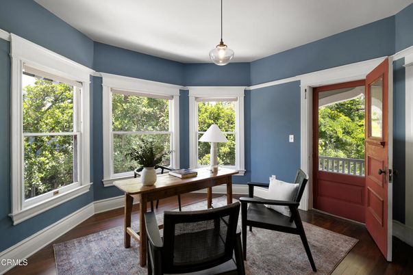 Home Office, Interior, Pendant Lights, Wood Texture Flooring