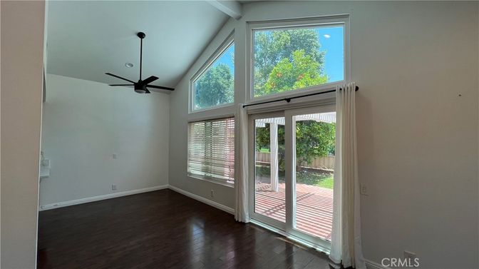 Empty room, Fireplace, Interior, Recessed Lighting, Wood Texture Flooring