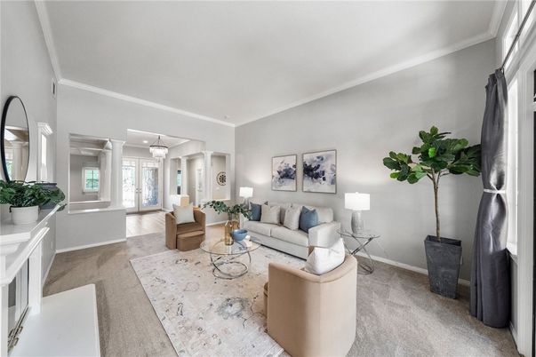 Interior, Living room, Pendant Lights, Recessed Lighting, Wood Texture Flooring