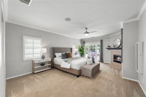 Bedroom, Fireplace, Interior