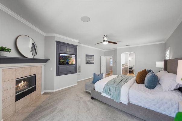 Bedroom, Fireplace, Interior