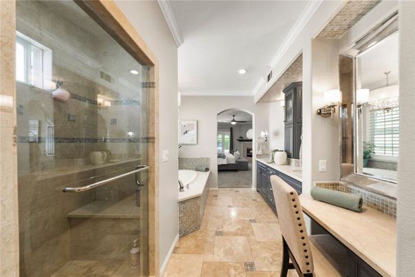 Bathroom, Glass Shower, Interior, Recessed Lighting