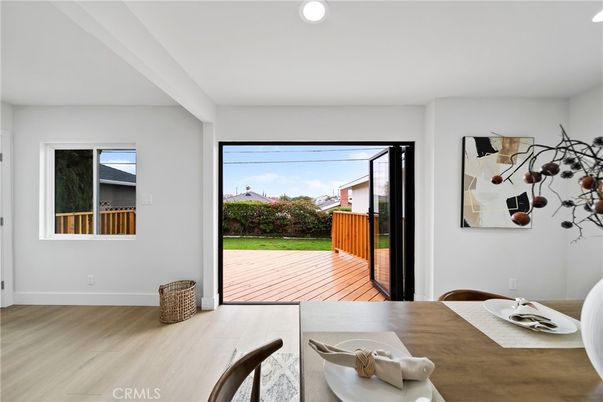Dining room, Interior, Recessed Lighting, Wood Texture Flooring