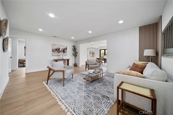 Interior, Living room, Recessed Lighting, Wood Texture Flooring