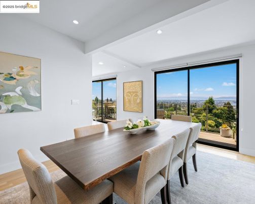Dining room, Interior, Recessed Lighting, Wood Texture Flooring