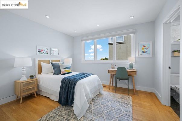 Bedroom, Home Office, Interior, Recessed Lighting, Wood Texture Flooring