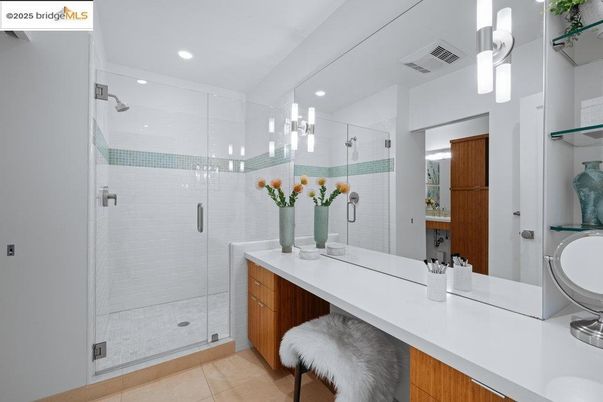 Bathroom, Glass Shower, Interior, Recessed Lighting