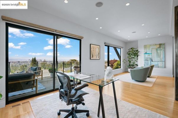 Home Office, Interior, Recessed Lighting, Wood Texture Flooring