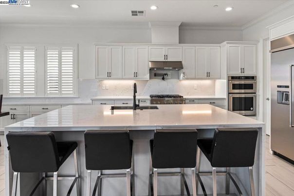 Interior, Kitchen, Marble, Recessed Lighting, Stainless Steel Appliances