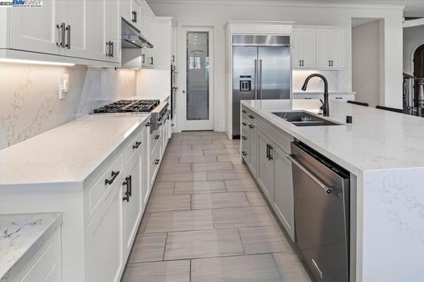 Interior, Kitchen, Marble Walls, Stainless Steel Appliances