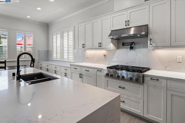 Interior, Kitchen, Marble, Recessed Lighting, Stainless Steel Appliances