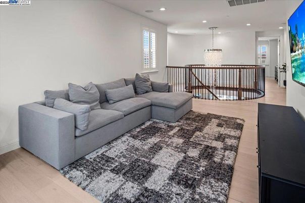 Chandelier, Interior, Living room, Recessed Lighting, Wood Texture Flooring