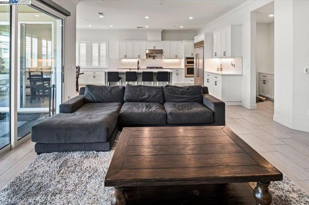 Interior, Kitchen, Living room, Recessed Lighting, Stainless Steel Appliances, Wood Texture Flooring