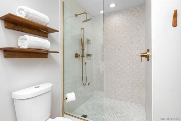 Bathroom, Glass Shower, Interior, Recessed Lighting