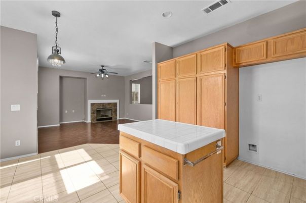 Empty room, Fireplace, Interior, Pendant Lights, Recessed Lighting