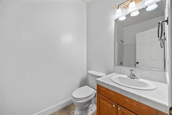Bathroom, Interior, Tile Countertops, Wood Texture Flooring