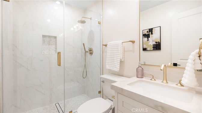 Bathroom, Glass Shower, Interior, Marble Walls